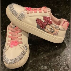 DISNEY MINNIE MOUSE Little GIRL Toddler 13 Slip on Elastic laces NEW RHINESTONES